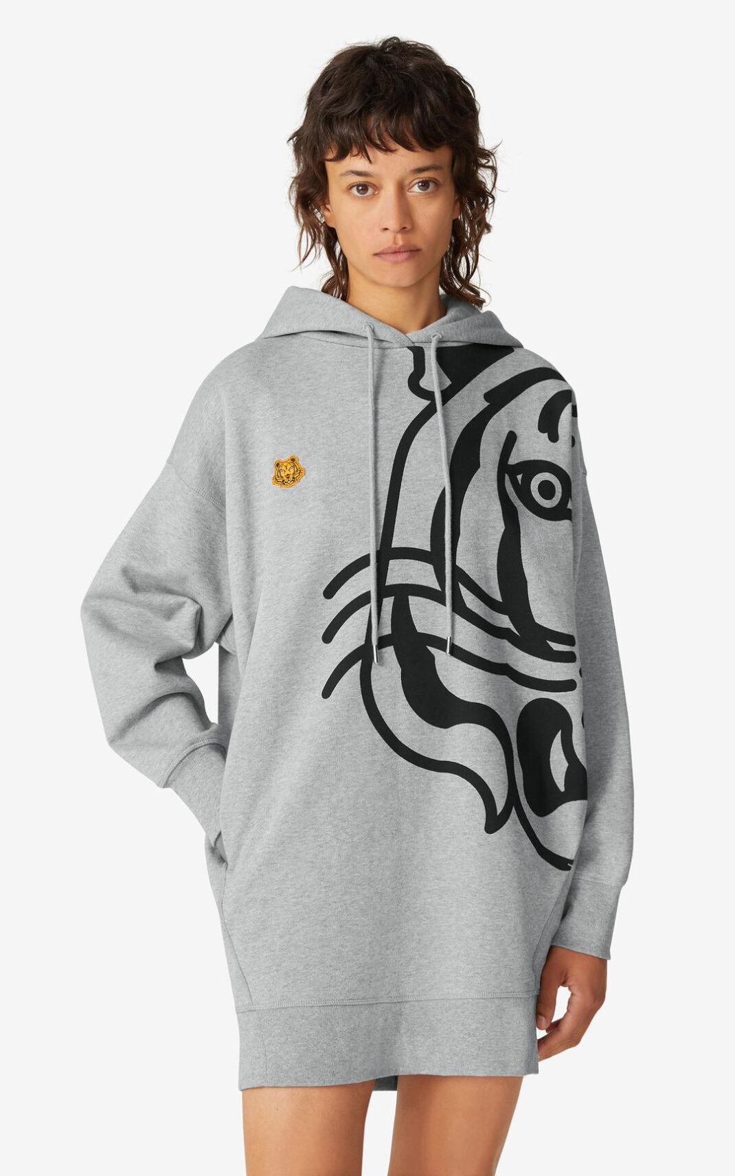 Kenzo K Tiger oversized hooded sweatshirt Vestidos Mujer Gris | 0714385-OU